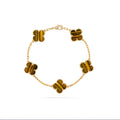 14ct Clover Charm Bracelet/Tiger Eye